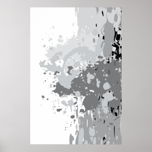 Rebellische abstrakte graue, weiße, schwarze Splat Poster