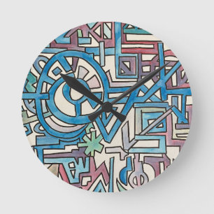 Rebellische moderne geometrische Wasserfarben-Kuns Runde Wanduhr