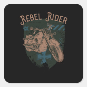 Rebellischer Reiter Motorrad Vintage Biker Quadratischer Aufkleber