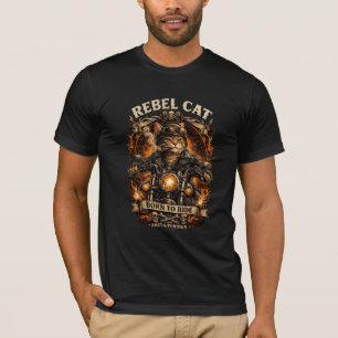 Rebellisches Katzen-Biker-Vintage-Motorrad-T-Shirt T-Shirt