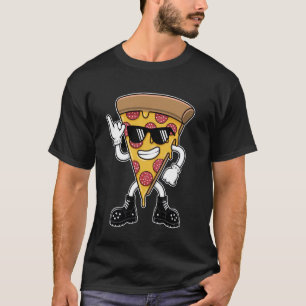 Rebellisches Pizzastück mit Rockgeste T-Shirt