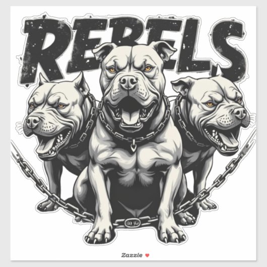 Rebel's - 3 Pitbulls Custom-Cut Vinyl Aufkleber (Blatt)