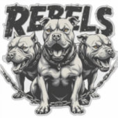Rebel's - 3 Pitbulls Custom-Cut Vinyl Aufkleber (Vorderseite)
