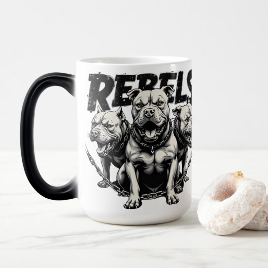 Rebels-Pitt Bull Lovers Verwandlungstasse (Mit Donut)