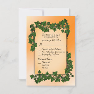 Reben auf Orange Herbst RSVP mit Menü Karte