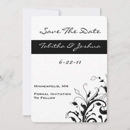 Reben aus schwarzem und weißem Flor | Benutzerdefi Save The Date (Vorderseite)