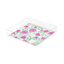 Reben der grünen und rosa Blume Acryl Tablett