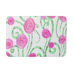 Reben der grünen und rosa Blume Badematte