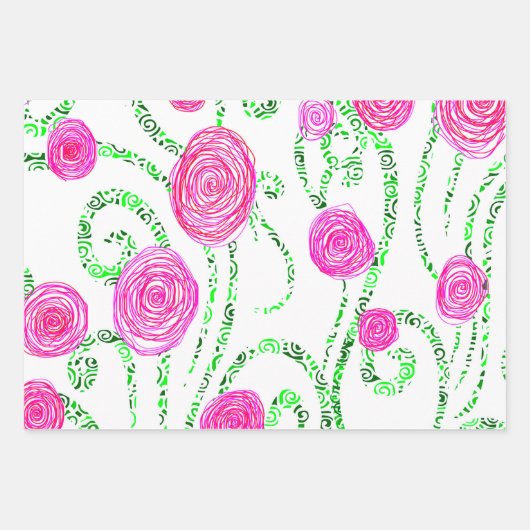 Reben der grünen und rosa Blume Geschenkpapier Set (Vorderseite 3)