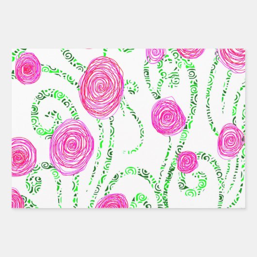 Reben der grünen und rosa Blume Geschenkpapier Set (Vorderseite 2)