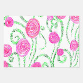 Reben der grünen und rosa Blume Geschenkpapier Set (Vorderseite)