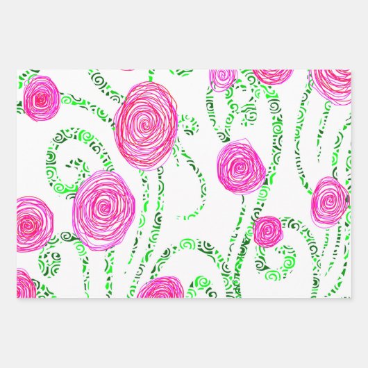 Reben der grünen und rosa Blume Geschenkpapier Set (Vorderseite)