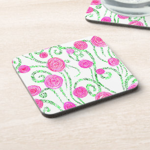 Reben der grünen und rosa Blume Getränkeuntersetzer