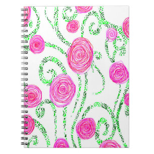 Reben der grünen und rosa Blume Notizblock