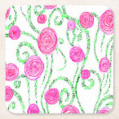Reben der grünen und rosa Blume Rechteckiger Pappuntersetzer (Vorderseite)