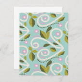 Reben mit rosafarbenen Blume im Minzgrün Mitteilungskarte (Vorne/Hinten)