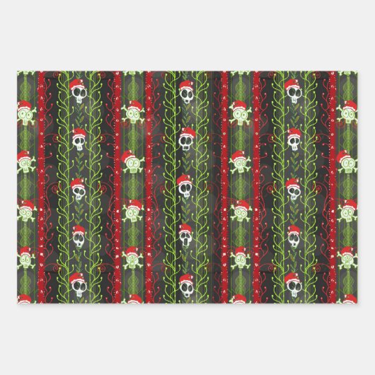 Reben O'Death Christmas Skelettläufe Weihnachtsman Geschenkpapier Set (Vorderseite 2)