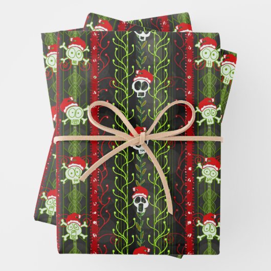 Reben O'Death Christmas Skelettläufe Weihnachtsman Geschenkpapier Set (Beispiel)