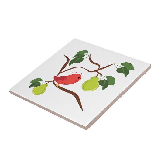 Rebhuhn im Birnen-Baum Fliese (Seite)