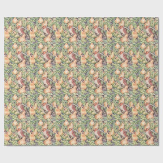 Rebhuhn in einem Birnen-Baum Geschenkpapier (Flach)