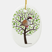 Rebhuhn in einem Birnen-Baum Keramikornament (Vorne)
