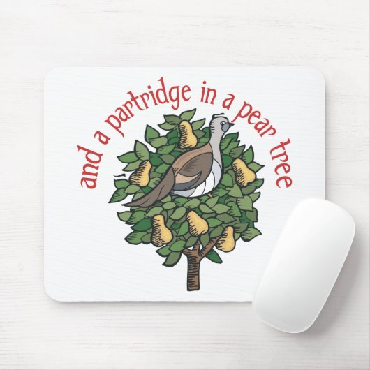 Rebhuhn in einem Birnen-Baum Mousepad (Mit Mouse)