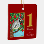 Rebhuhn in einem Birnen-Baum-niedlichen Vogel u. Keramikornament (Rechts)