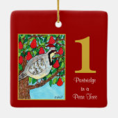 Rebhuhn in einem Birnen-Baum-niedlichen Vogel u. Keramikornament (Rückseite)