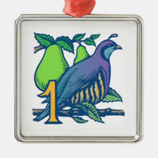 Rebhuhn in einem Birnen-Baum Ornament Aus Metall