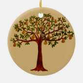 Rebhuhn in einer Birnen-Baum-Verzierung Keramikornament (Hinten)