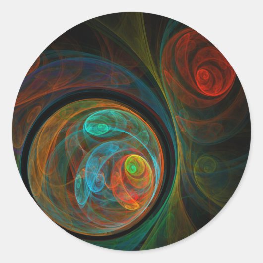 Rebirth Blue Abstrakt Art Round Aufkleber (Vorderseite)