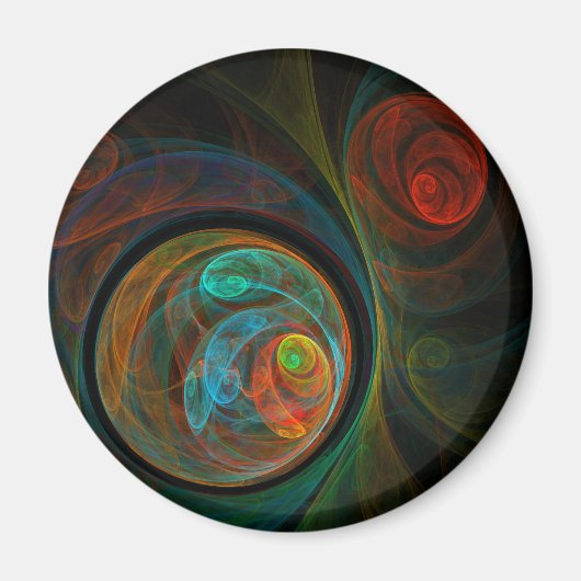 Rebirth Blue Abstrakt Art Round Magnet (Vorne)