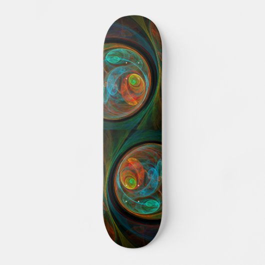 Rebirth Blue Abstrakt Art Skateboard (Vorderseite)