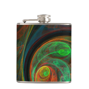 Rebirth Green Abstrakt Art Flachmann