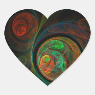 Rebirth Green Abstrakt Art Heart Sticker