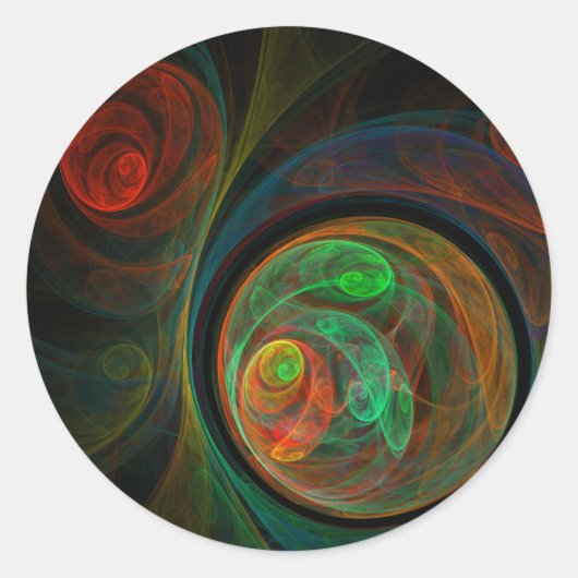 Rebirth Green Abstrakt Art Round Aufkleber (Vorderseite)