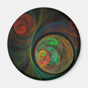 Rebirth Green Abstrakt Art Round Magnet
