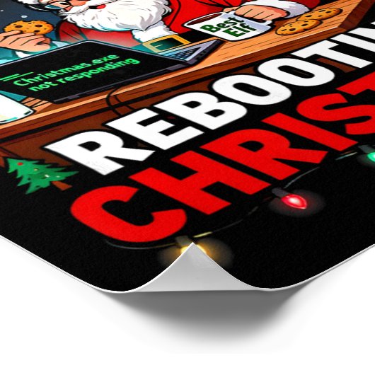 Rebooting Funny Santa's Tech Support Christmas Com Poster (Ecke)