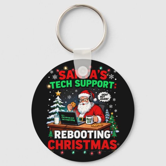 Rebooting Funny Santa's Tech Support Christmas Com Schlüsselanhänger (Vorderseite)