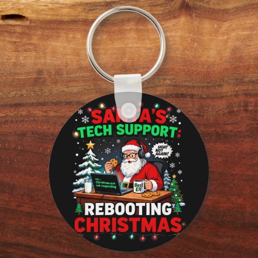 Rebooting Funny Santa's Tech Support Christmas Com Schlüsselanhänger (Vorderseite)