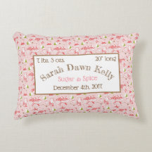 Rec Pillow Pink Foxes Baby Birth Info Anpassen