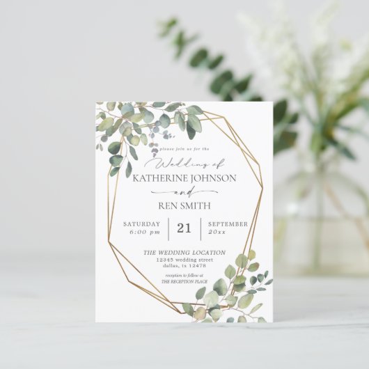REC Rustic Eukalyptus & Gold Frame Wedding (Stehend Vorderseite)