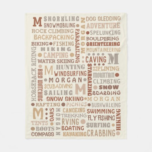 REC Word Art Neutrals Coole Personalisierte Fleecedecke (Vorderseite)