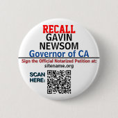 Recall CA Gov. Newsom oder jemand, der QR-CODE EIN Button (Vorderseite)
