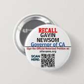 Recall CA Gov. Newsom oder jemand, der QR-CODE EIN Button (Vorne & Hinten)