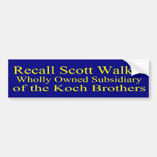 Recall Governor Scott Walker Corporate Minion Autoaufkleber