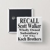 Recall Governor Scott Walker Corporate Minion Button (Vorne & Hinten)