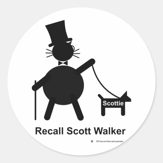 Recall Scott Walker Runder Aufkleber (Vorderseite)