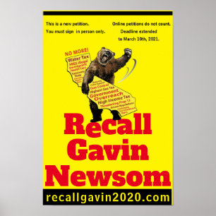 Recallgavin2020 2:3 Verhältnis Schwerbär-Poster Poster