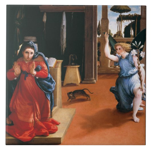 RECANATI ANNUNCIATION by LORENZO LOTTO Keramik Til Fliese (Vorderseite)